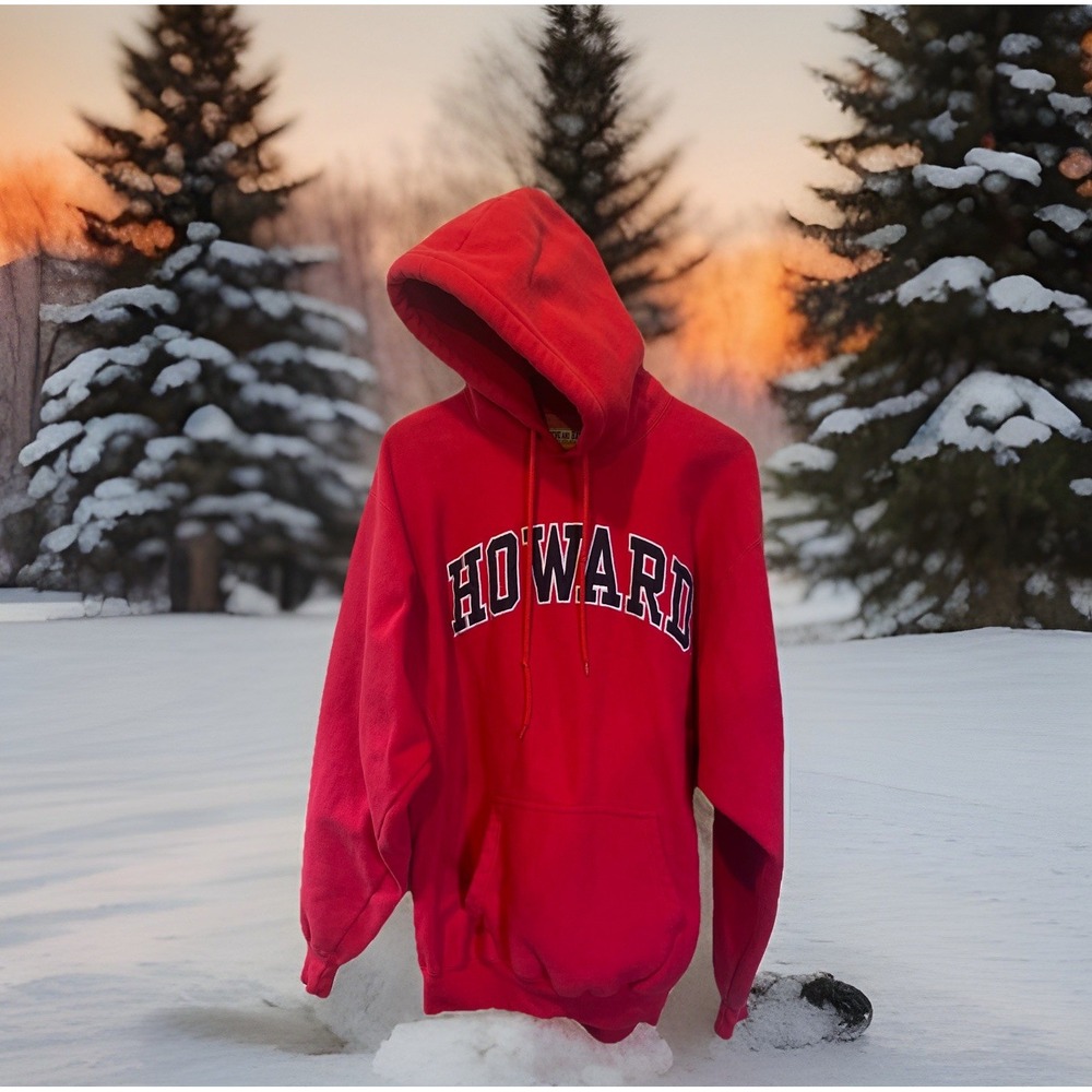 Steve &‎ Barry's Heavy Pullover Hoodie Howard University Men XL Red Drawstring